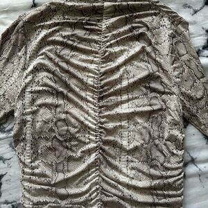 Luxe Beige Snake Print Ruched Women’s Top